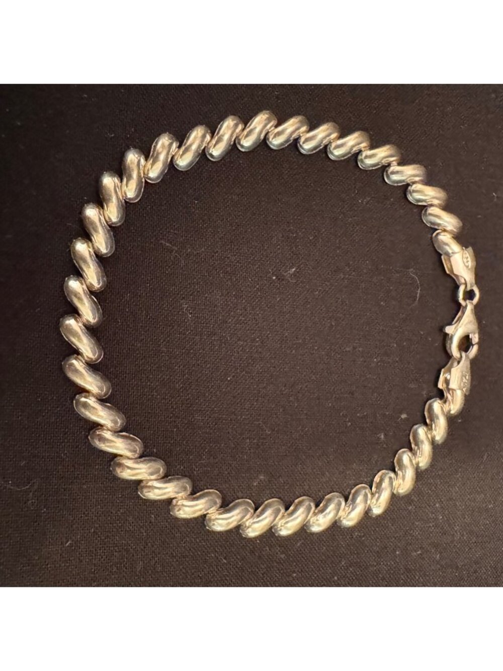 Solid Sterling Silver 925 San Marco Link Chain Bracelet Size 8.25" Length